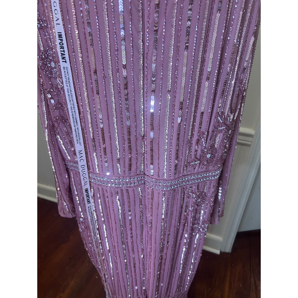 Mac Duggal 93627 Rose Pink Beaded Sequin Long Sleeve Tea‎ Length Dress Womens 24 - Picture 10 of 13